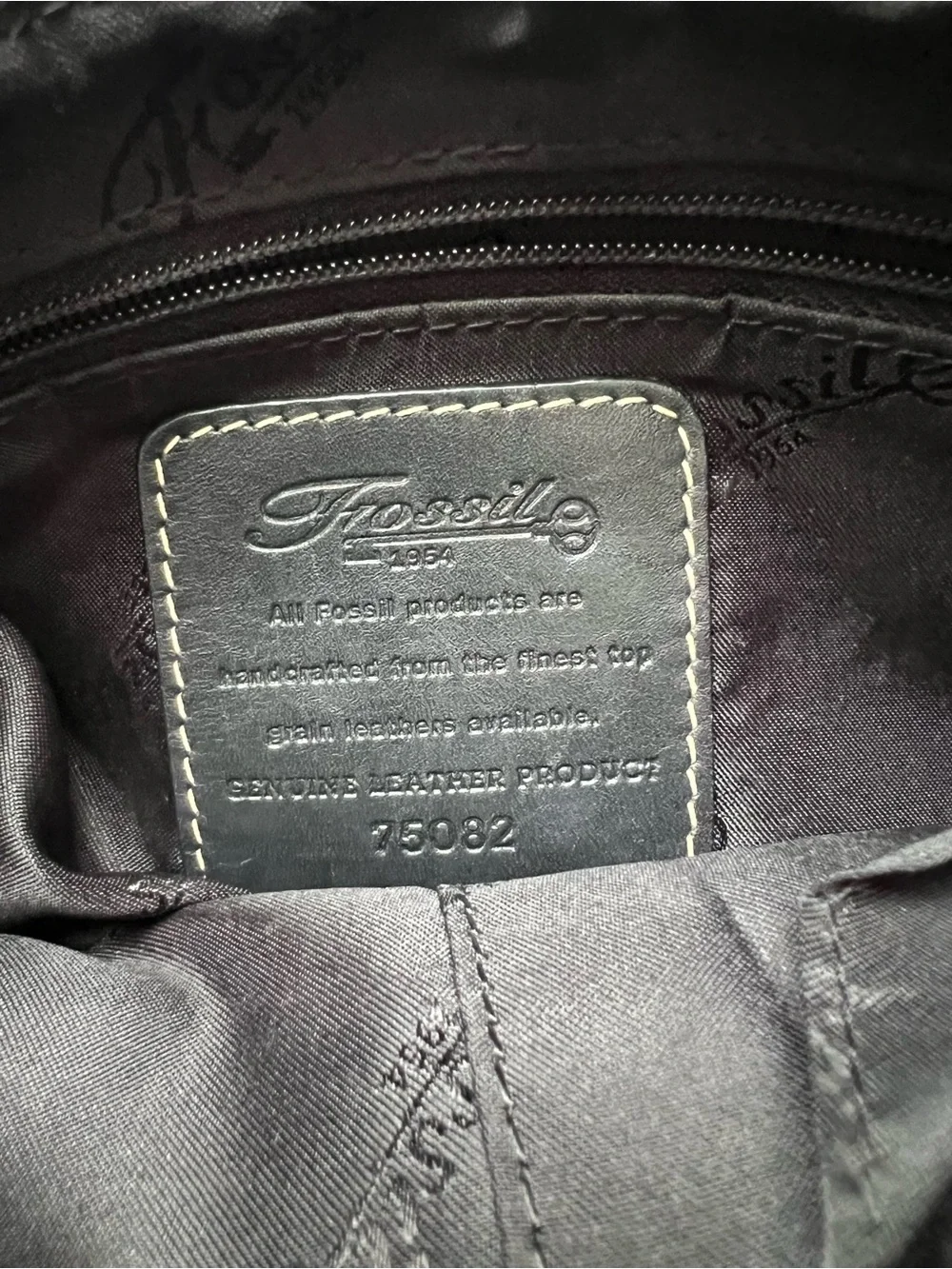 Fossil Black Leather Women Tote Satchel HandBag Purse 75082 Key Charm